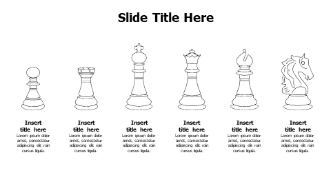 6 points outline chess elements  infographic