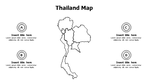 4 points outline Thailand map infographic