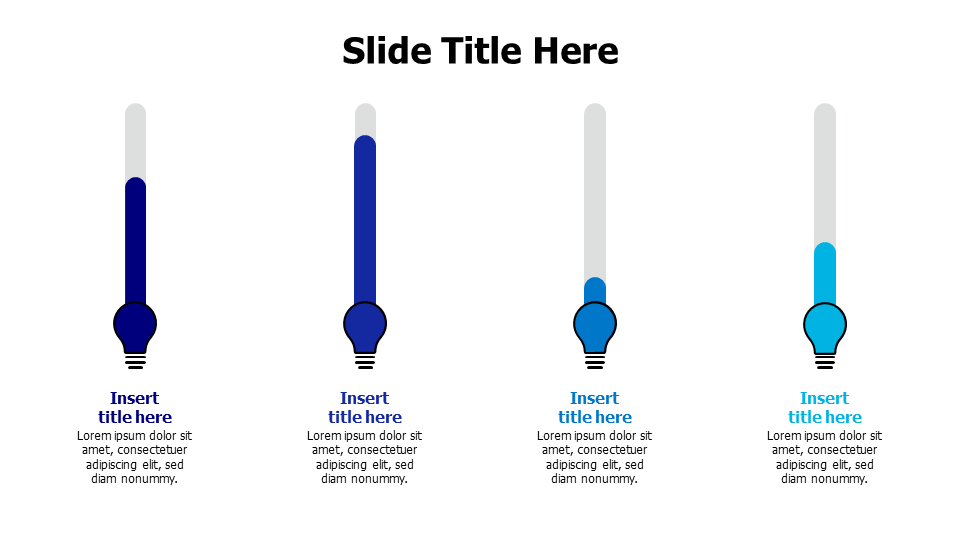 4 points editable colored stribes bulb infographic