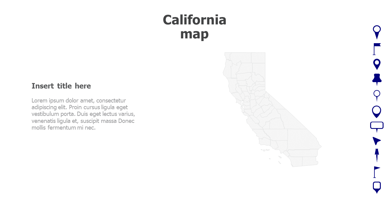 Map,Editable map,pins,countries,counties,infographics,continent,powerpoint,powerpoint infographics,Google slides,Keynote,California map