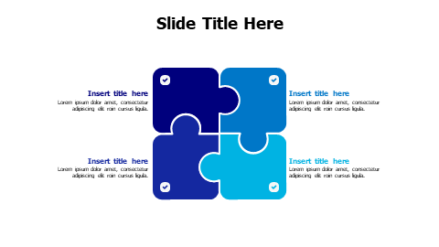 4 points colored connected curved puzzle pieces infographic