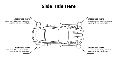 4 points outline sedan car infographic