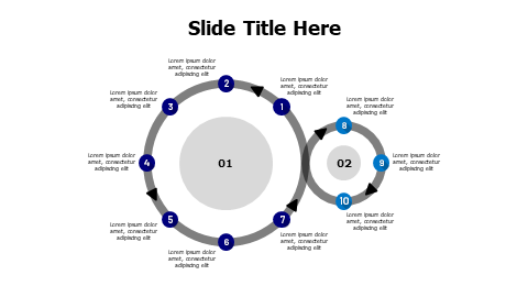 10 points two circles with arrows loop infographic