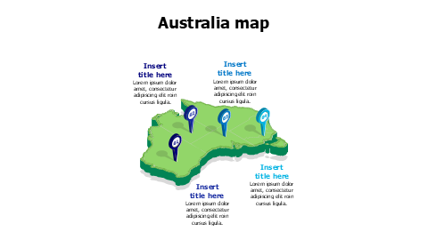 3D Australia map with location pins