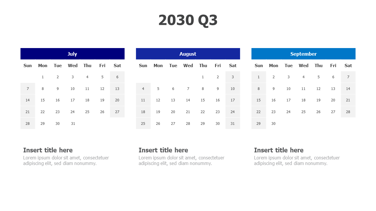 2030 Q3 Calendar