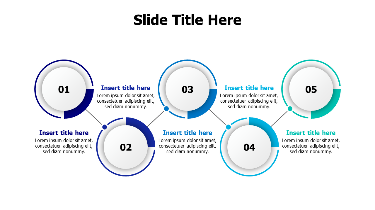 5 circles zigzag infographic with numbers