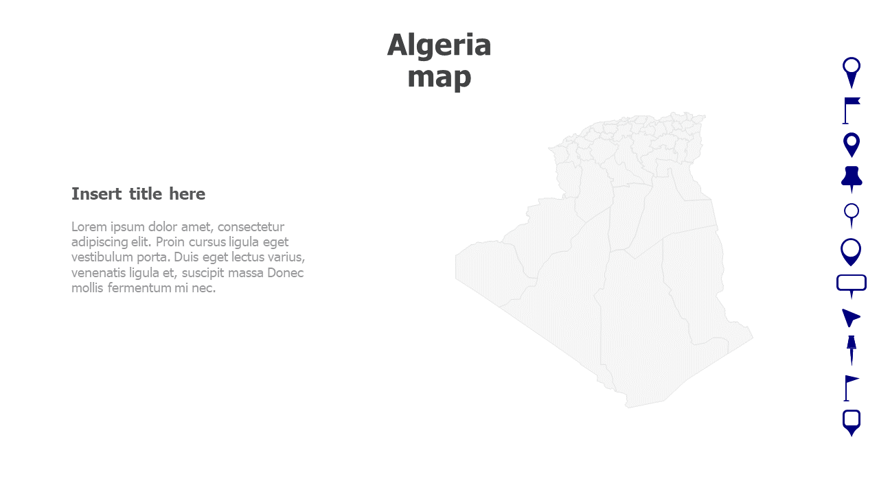 Map,Editable map,pins,countries,counties,infographics,continent,powerpoint,powerpoint infographics,Google slides,Keynote,Algeria map