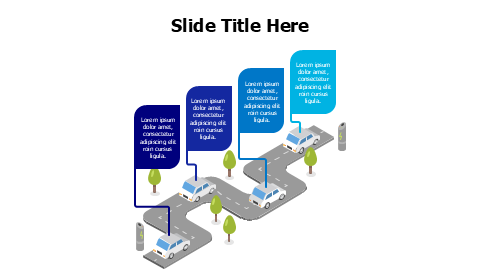 4 cars on driving road infographic