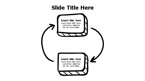 2 doodle blocks with rounded arrows infographic