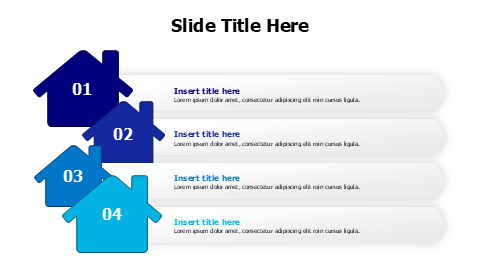 4 points flat homes with numbers infographic