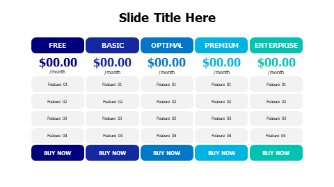 5 pricing plans with features table 02