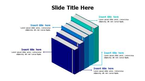 5 points 3D colored books infographic