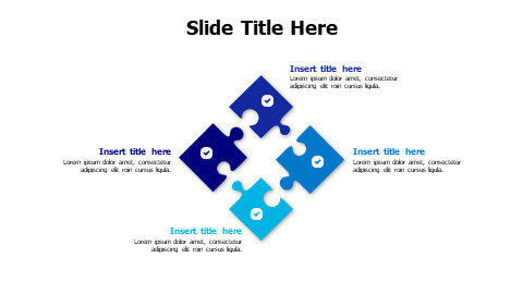 4 points separated colored puzzle pieces infographic