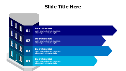 4 colored stripes from 3D building infographic