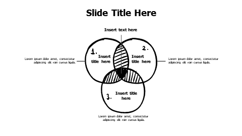 3 doodle circles with shared areas infographic