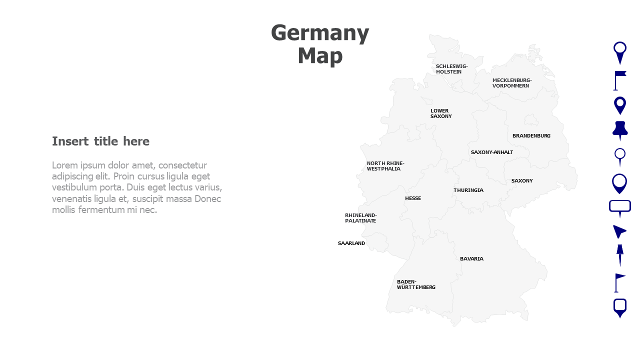 Map,Editable map,pins,countries,counties,infographics,continent,powerpoint,powerpoint infographics,Google slides,Keynote,Germany Map