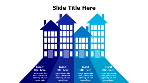 4 points colored houses infographic