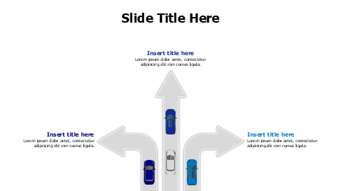 3 arrows with cars infographic