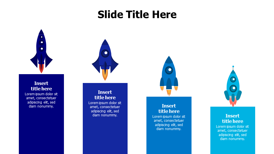 4 different colored rockets infographic