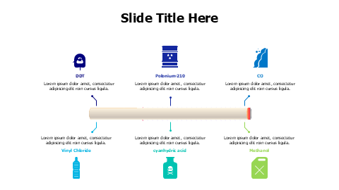 6 points cigarette components infographic with icons