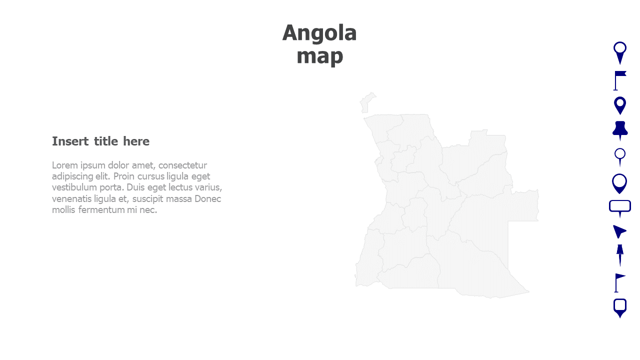 Map,Editable map,pins,countries,counties,infographics,continent,powerpoint,powerpoint infographics,Google slides,Keynote,Angola map