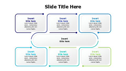 6 connected squares with colored lines infographic PowerPoint Template
