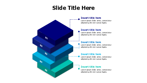 5 points overlayered 3D blocks infographic PowerPoint Template