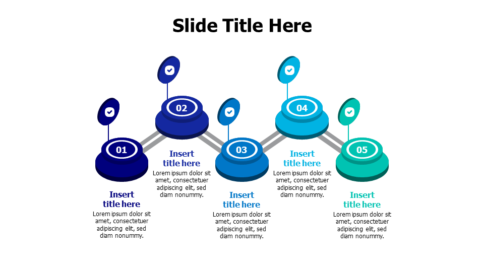 5 points zig zag line with circles infographic