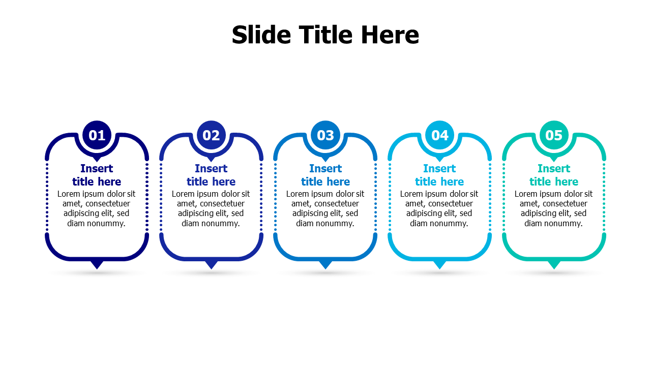 5 blocks with dotted line infographic PowerPoint Template