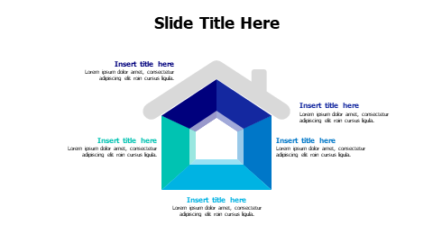 5 points divided colored home infographic