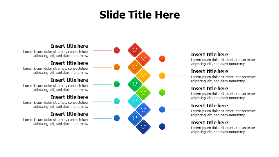 10 points colored emojis testimonials infographic PowerPoint Template