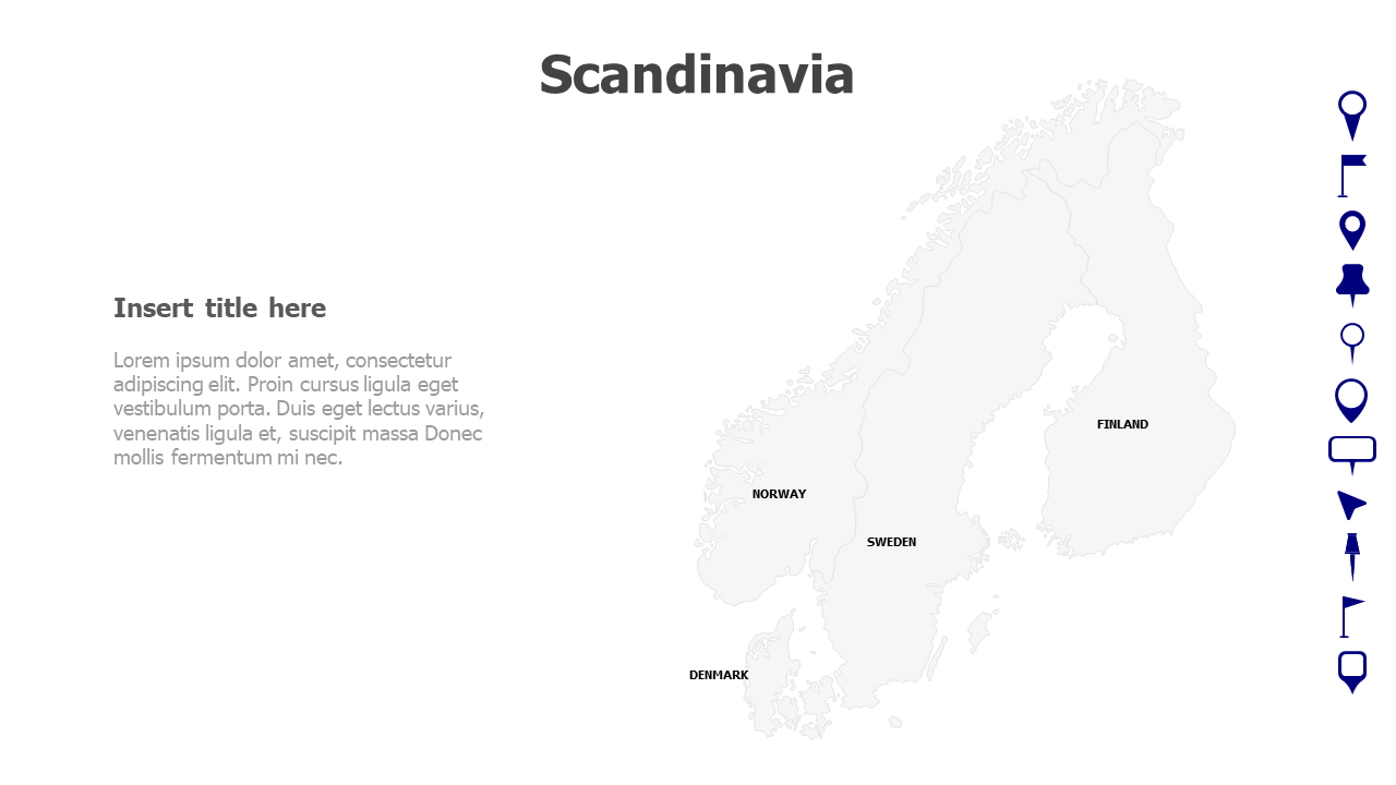 Map,Editable map,pins,countries,counties,infographics,continent,powerpoint,powerpoint infographics,Google slides,Keynote,Scandinavia map