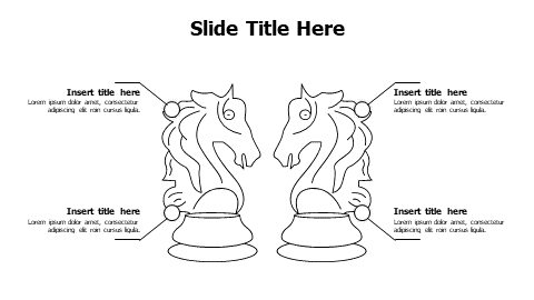 4 points outline chess knight infographic