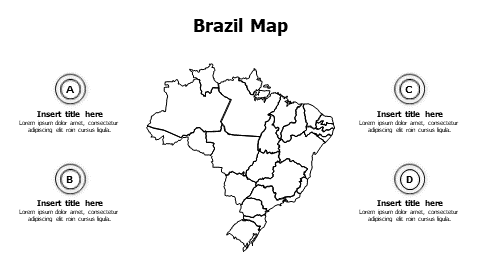 4 points outline Brazil map infographic