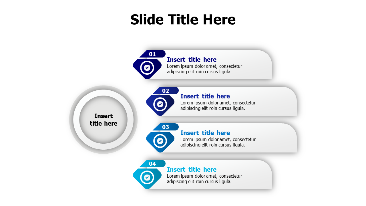 4 points branching arrows Inforgraphics & Slides