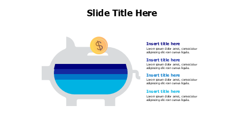 4 points divided piggy bank with coin infographic