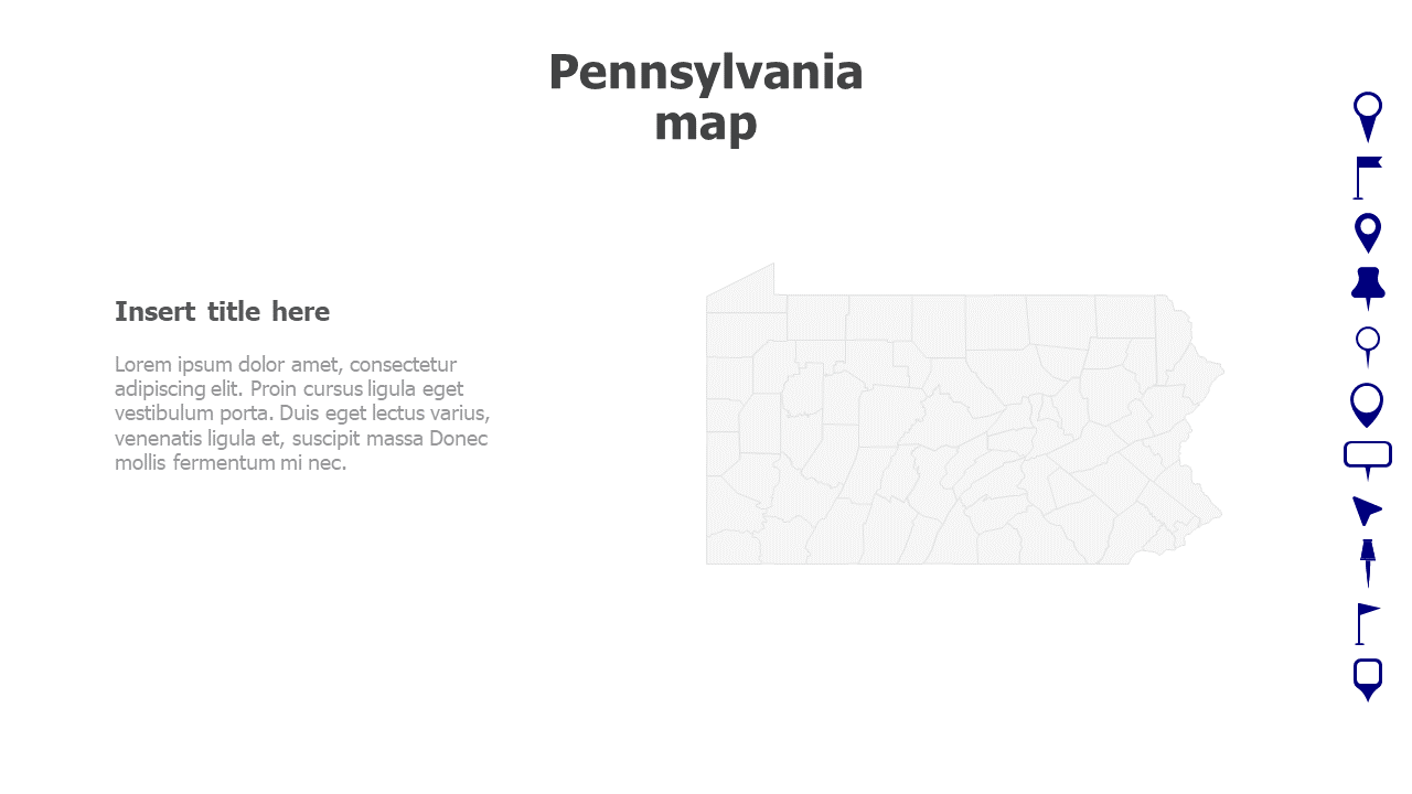 Map,Editable map,pins,countries,counties,infographics,continent,powerpoint,powerpoint infographics,Google slides,Keynote,Pennsylvania map