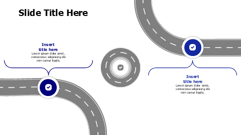 2 points opposite roads infographic with icons