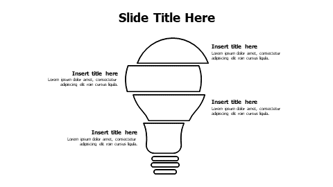 4 points divided outlined bulb infographic