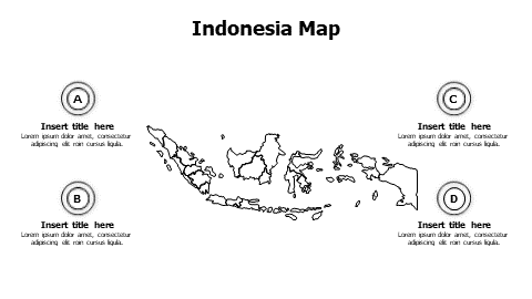 4 points outline Indonesia map infographic