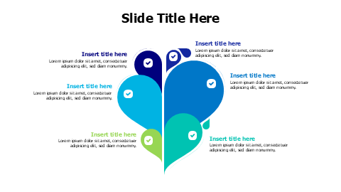 6 points colored heart infographic