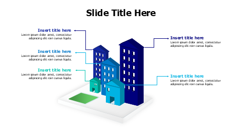 5 points 3D prespective buildings infographic