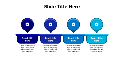 4 colored doodle pins with icons infographic