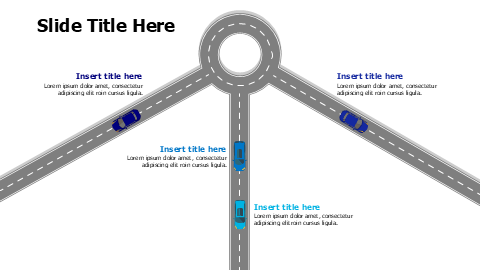 4 points colored cars on road infographic