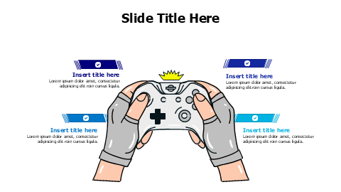 4 points hands holding game controller infographic