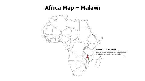 Malawi map with flaf