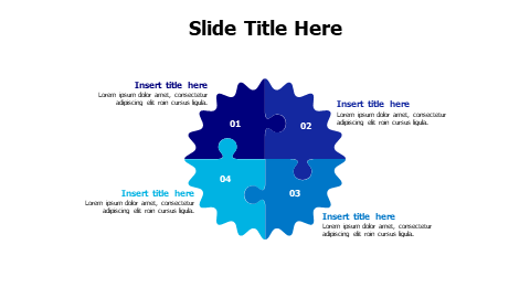 4 points connected gear puzzle pieces infographic