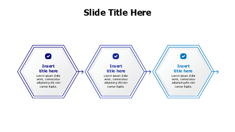 3 points outline hexagons with arrows and icons infographic