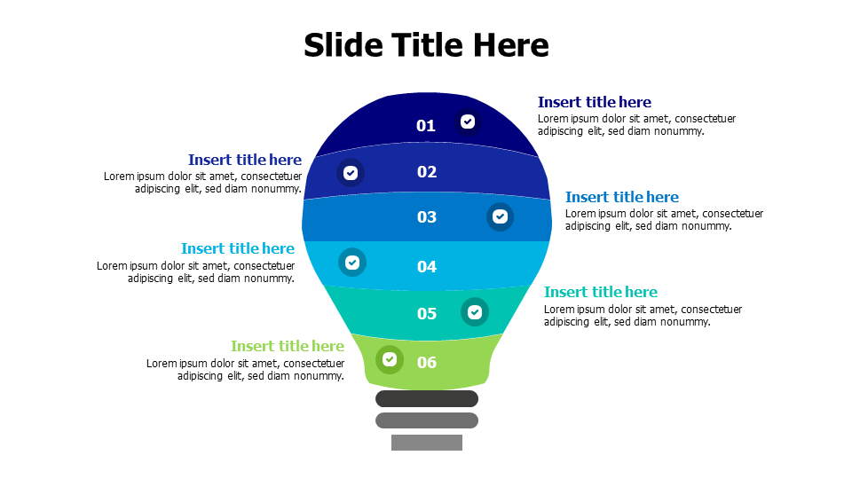 6-Stage Innovation Lightbulb Process Diagram | PPT Design
