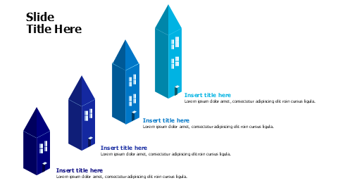 4 3D colored buildings infographic PowerPoint Template